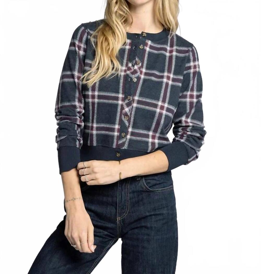 NEW THREAD & SUPPLY monica cardigan in black and red plaid